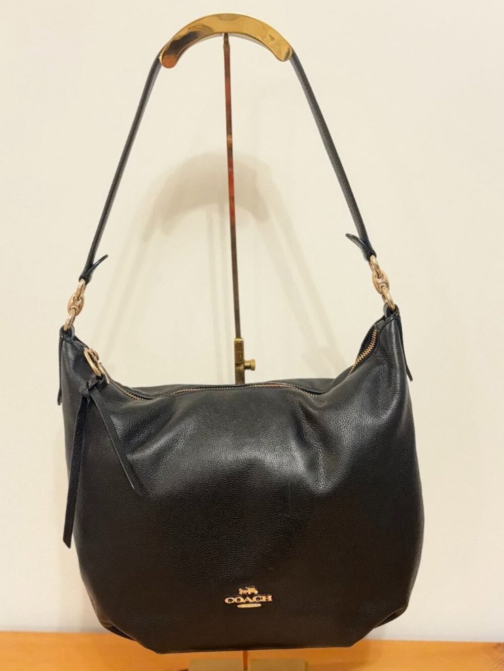 Coach Skylar Black Hobo Bag Refined Pebble Leather #91029